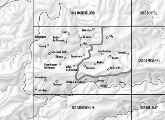 TOPO Wandelkaart 1084 - Damvant Jura Zwitserland - Swisstopo