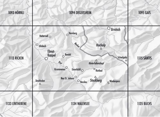 TOPO Wandelkaart 1114 - Nesslau Sankt-Gallen - Swisstopo