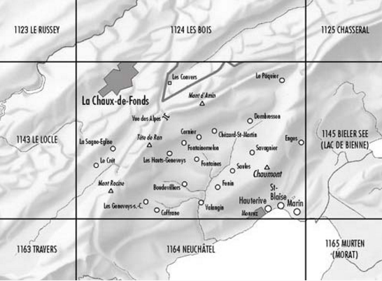 TOPO Wandelkaart 1144 - Val de Ruz Neuchatel - Swisstopo