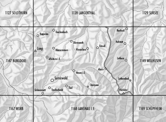 TOPO Wandelkaart 1148 - Sumiswald Bern Zwitserland - Swisstopo