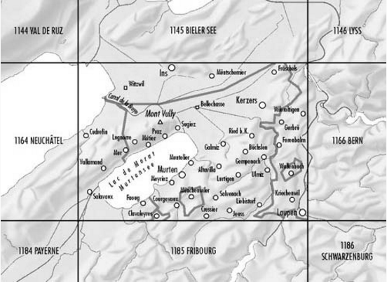 TOPO Wandelkaart 1165 - Murten Fribourg Zwitserland - Swisstopo
