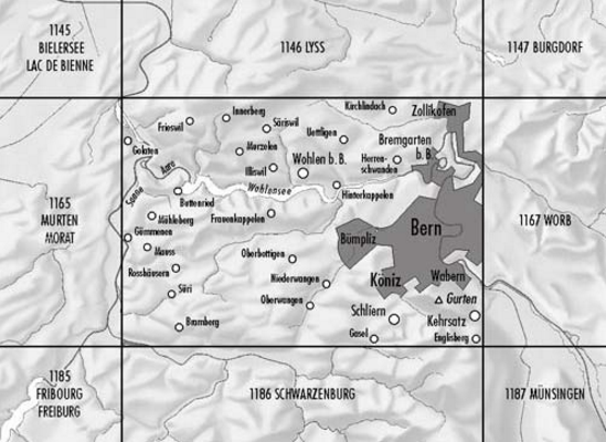 TOPO Wandelkaart 1166 - Bern Zwitserland - Swisstopo