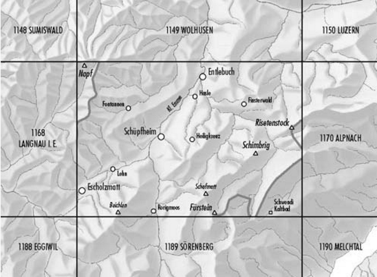 TOPO Wandelkaart 1169 - Schüpfheim Luzern Zwitserland - Swisstopo