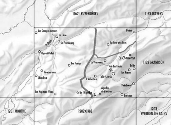 TOPO Wandelkaart 1182 - Saint-Croix Jura Zwitserland - Swisstopo