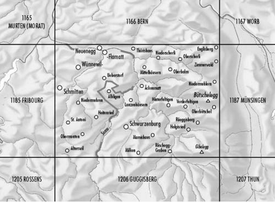 TOPO Wandelkaart 1186 - Schwarzenburg Berner Oberland - Swisstopo