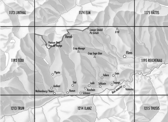 TOPO Wandelkaart 1194 - Flims Graubünden Zwitserland - Swisstopo