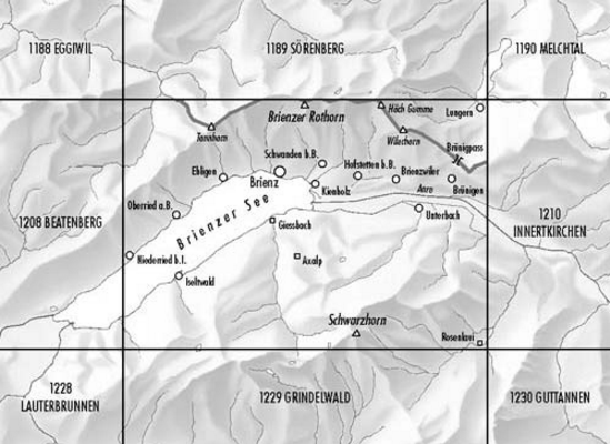 TOPO Wandelkaart 1209 - Brienz Bern Zwitserland - Swisstopo