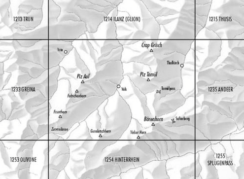 TOPO Wandelkaart 1234 - Vals Graubunden Zwitserland - Swisstopo