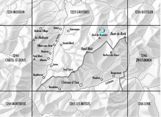 TOPO Wandelkaart 1245- Château-d'Oex Vaud Zwitserland - Swisstopo
