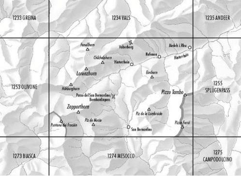 TOPO Wandelkaart 1254 - Hinterrhein Graubunden - Swisstopo