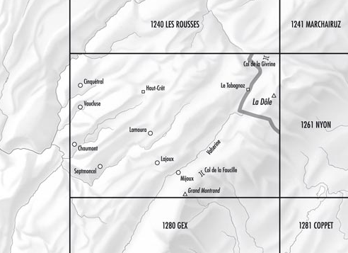 TOPO Wandelkaart 1260 - Col de la Faucille Frankrijk - Swisstopo