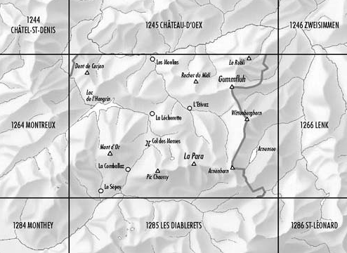 TOPO Wandelkaart 1265 - Les Mosses Vaud Zwitserland - Swisstopo