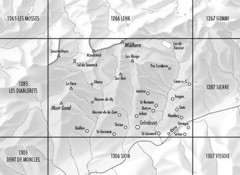 TOPO Wandelkaart 1286 - St.Leonard & Crans-Montana- Wallis