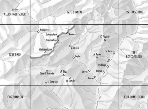 TOPO Wandelkaart 1290 - Helsenhorn Wallis Zwitserland - Swisstopo