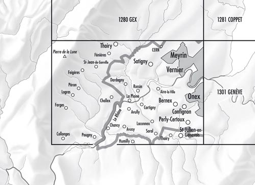 TOPO Wandelkaart 1300 - Chancy Genéve Wallis - Swisstopo