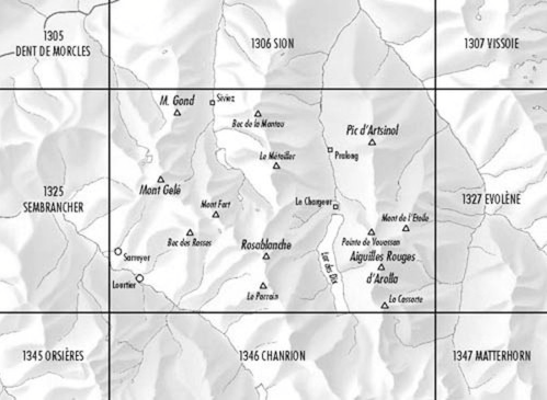 TOPO Wandelkaart 1326- Rosablanche Wallis Zwitserland - Swisstopo