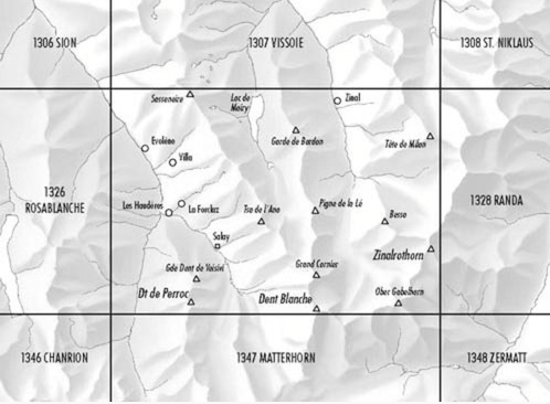 TOPO Wandelkaart 1327 - Evolene Wallis Zwitserland - Swisstopo