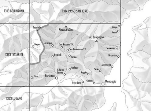 TOPO Wandelkaart 1334 - Porlezza Lombardije Italië - Swisstopo