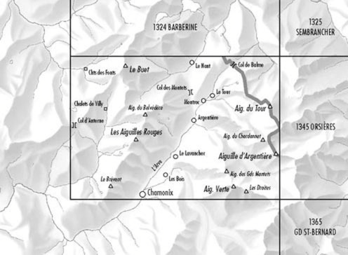 TOPO Wandelkaart 1344 - Col de Balme Chamonix - Swisstopo