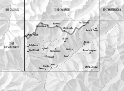 TOPO Wandelkaart 1366 - Mont Velan Wallis Zwitserland - Swisstopo