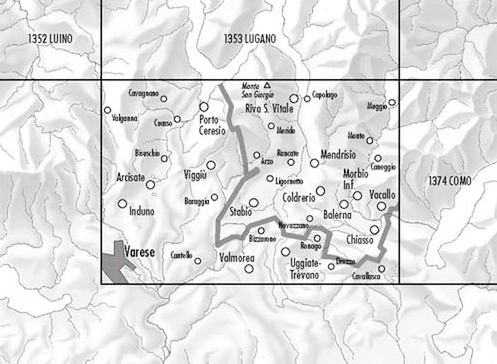 TOPO Wandelkaart 1373 - Mendrisio Ticino Zwitserland - Swisstopo