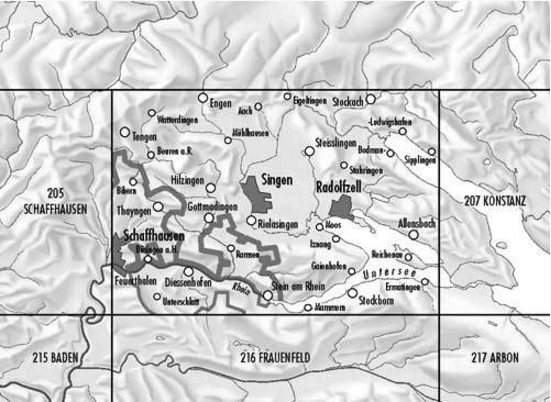 Topografische kaart 206 - Stein am Rhein Schaffhausen- Swisstopo