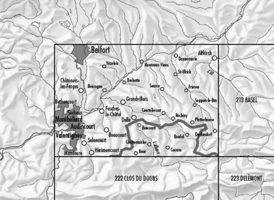 Topografische kaart 212 - Boncourt Jura Zwitserland - Swisstopo