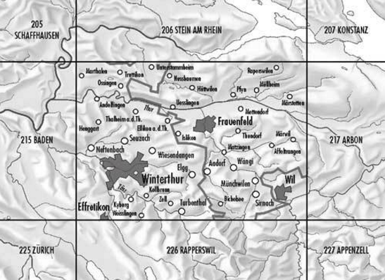 Topografsiche kaart 216 - Frauenfeld Thurgau - Swisstopo