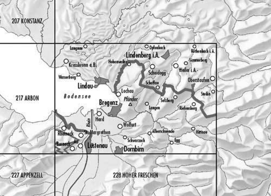 Topografische kaart 218 - Bregenz Vorarlberg - Swisstopo