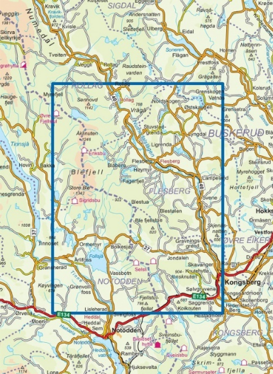 TOPO Wandelkaart 2207 - Blefjell- Telemark - Nordeca AS