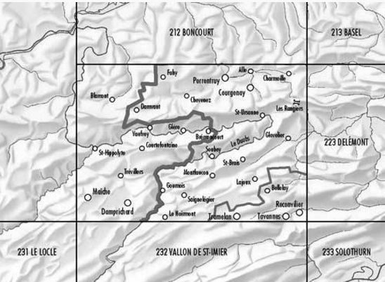 Topografische kaart 222 - Clos du Doubs Jura - Swisstopo