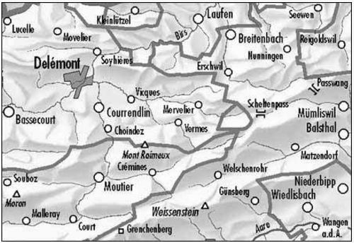 TOPO Wandelkaart 223t - Delémont Jura Zwitserland - Swisstopo