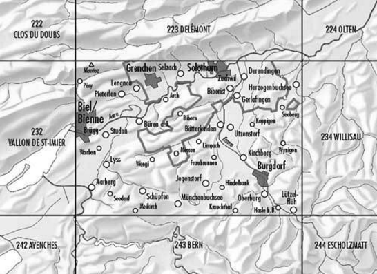 Topografische kaart 233 - Solothurn Zwitserland - Swisstopo