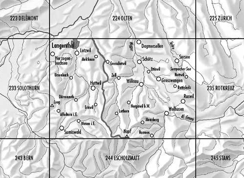 Topografische kaart 234 - Willisau Luzern Zwitserland - Swisstopo