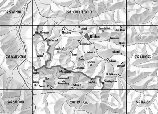 Topografische kaart 238 - Montafon Vorarlberg - Swisstopo
