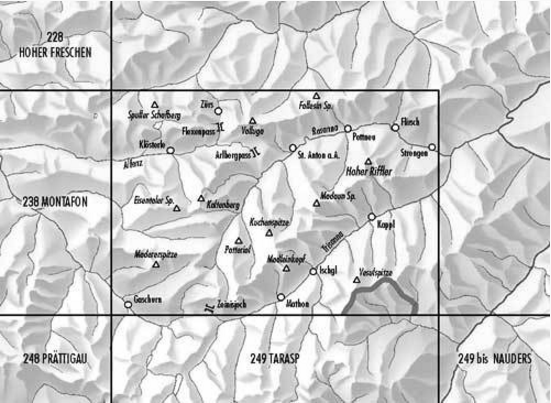 Topografische kaart 239 - Arlberg Oostenrijk - Swisstopo