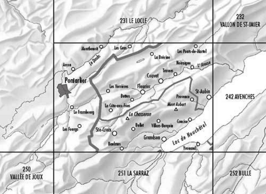 Topografische kaart 241 - Val de Travers Neuchâtel - Swisstopo