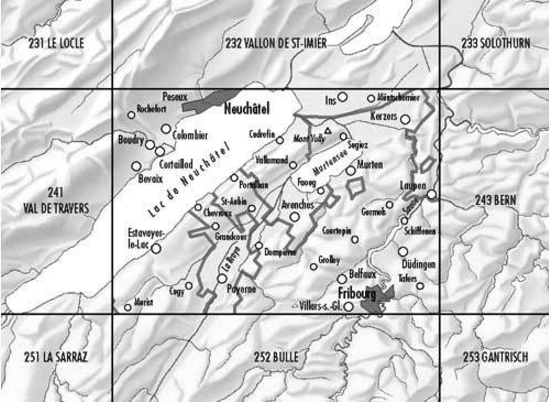 Topografische kaart 242 - Avenches Vaud Zwitserland - Swisstopo