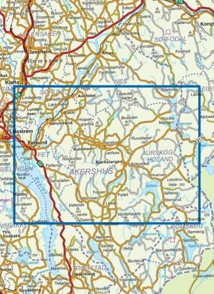 TOPO Wandelkaart 2436 / Romerike Øst, Akershus Noorwegen (7046660024362) Nordeca AS