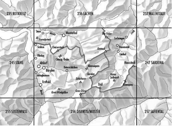 Topografische kaart 246 - Klausenpass Uri Zwitserland - Swisstopo