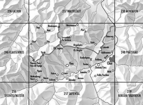 Topografische kaart 247 - Sardona St-Gallen - Swisstopo