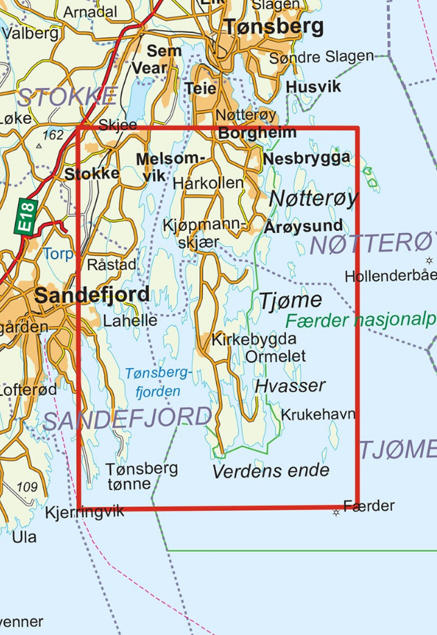 TOPO Wandelkaart 2479 / Verdens Ende, Vestfold Noorwegen (7046660024799) Nordeca AS