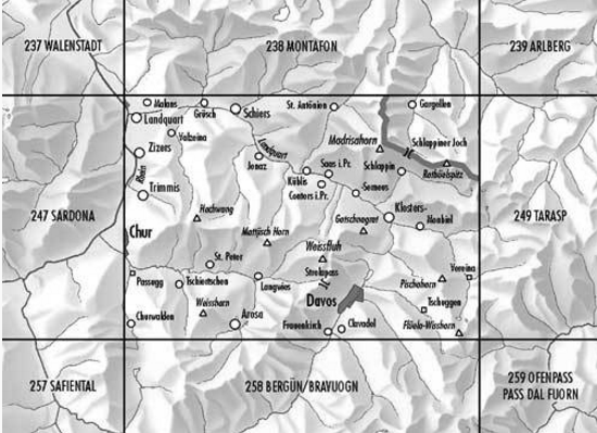 Topografische kaart 248 - Prättigau Graubünden - Swisstopo