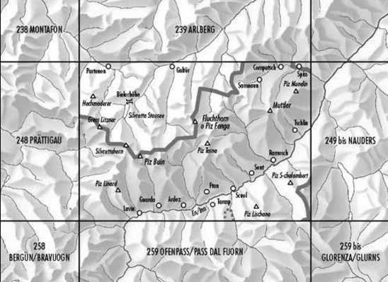 Topografische kaart 249 - Tarasp Graubünden - Swisstopo