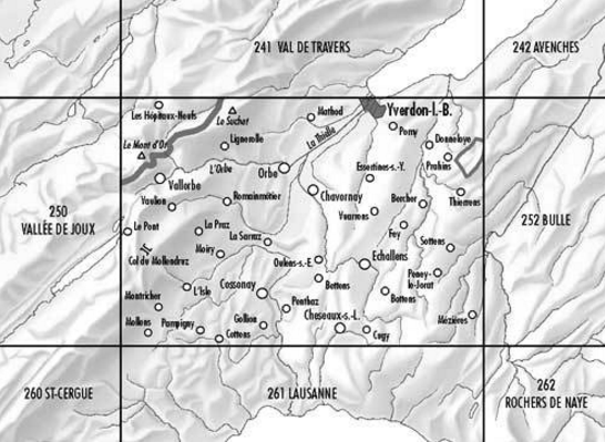 Topografische kaart 251 - La Sarraz Vaud Zwitserland - Swisstopo