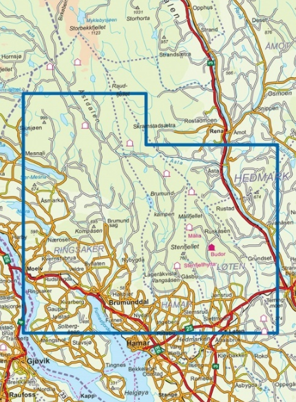 TOPO Wandelkaart 2511 / Hedmarksvidda, Hedmark Noorwegen (7046660025116) Nordeca AS