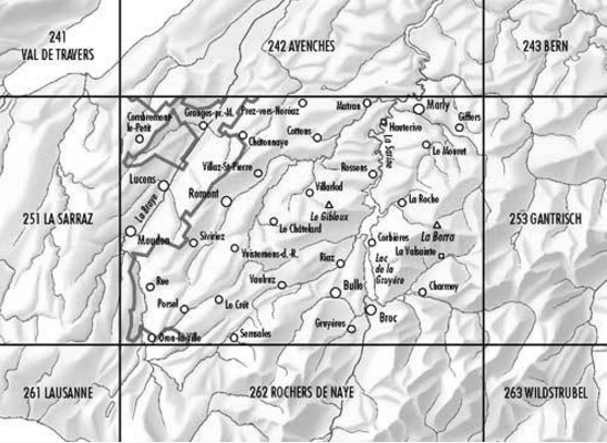 Topografische kaart 252 - Bulle Gruyère Fribourg - Swisstopo