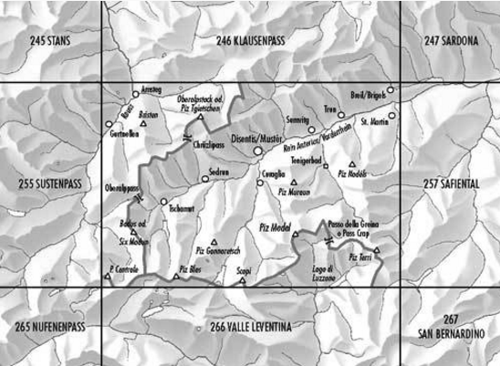 Topografische kaart 256 - Disentis Graubünden - Swisstopo
