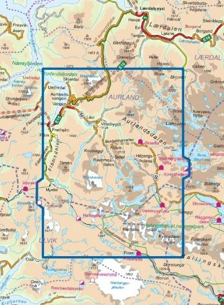 TOPO Wandelkaart 2565 - Aurlandsdalen- Sogn og Fjordane - Nordeca