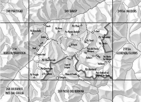 Topografische kaart 259 - Ofenpass Graubünden - Swisstopo